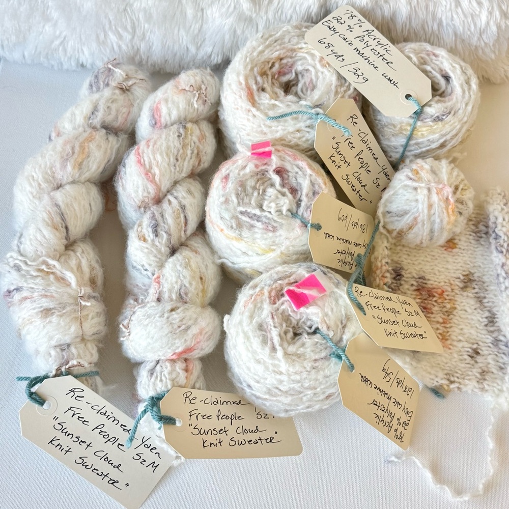 Reclaimed Yarn FREE PEOPLE Sweater Yarn Lot Acrylic/Poly Blend Worsted